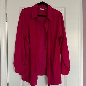 Susan Graver Button Down Tunic Shirt - Fuchsia Size Large